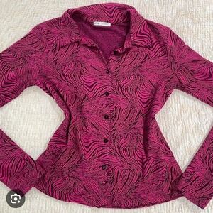 Zara Pink Jacquard Shirt Womens Size S Lightweight Boho Tall NEW